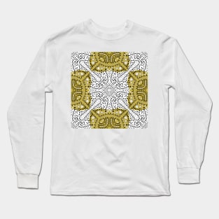 Gold abstract seamless kaleidoscope pattern — white and black background Long Sleeve T-Shirt